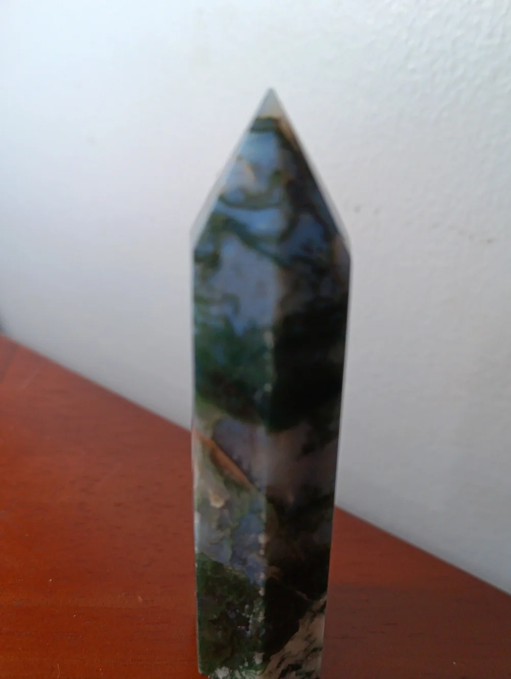 Moss Agate Crystal Tower